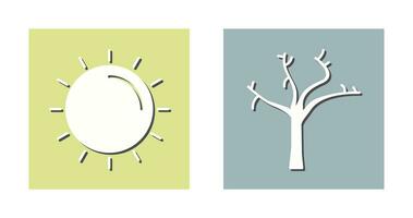 Sol och träd ikon vektor