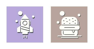 raket och burger ikon vektor