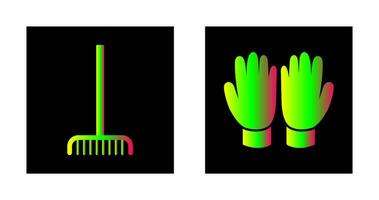 gaffel plockning löv och trädgårdsarbete handskar ikon vektor
