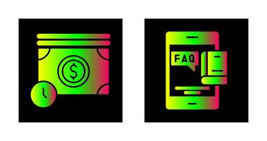 Zeit ist Geld und FAQ Symbol vektor
