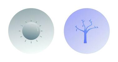 Sol och träd ikon vektor