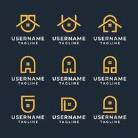 uppsättning monogram fastighetshus, hem, byggnad logotyp mall vektor