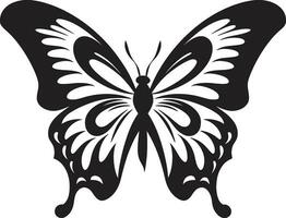 Eleganz im einfarbig schwarz Schmetterling Logo monochromatisch Majestät Schmetterling Symbol im schwarz vektor