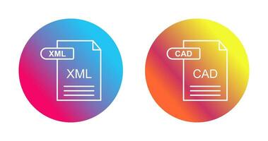 xml och cad ikon vektor