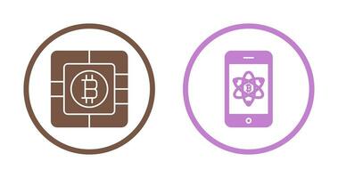 Bitcoin Chip und Handy, Mobiltelefon Symbol vektor