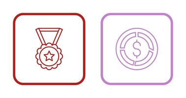 Medaille und Kuchen Diagramm Symbol vektor