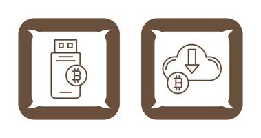 Bitcoin USB Gerät und Nieder Pfeil Symbol vektor