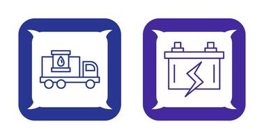 bränsle lastbil och batteri ikon vektor