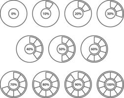 Symbole für Kreisdiagramme festlegen. Kreisdiagrammvektor. Sammlung Diagramme Grafiken Logo-Vorlage. flaches Design. vektor