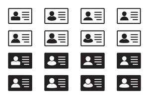 Ich würde Karte Symbol Sammlung. Mitarbeiter Verkäufer Karte, Treiber Lizenz, Identifizierung Karte, Mitarbeiter Identifizierung Karte Symbol. Design zum Webseite und Handy, Mobiltelefon App. vektor
