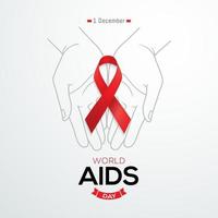 Welt-Aids-Tag-Banner rotes Bewusstseinsband Vektorgrafik vektor