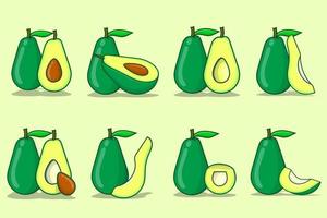 Avocado-Vektor-Illustration-Set. Sammlung von geschnittenen Avocados isoliert vektor