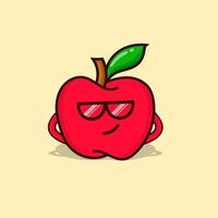Apfel Charakter Illustration isoliert Vektor niedlichen Ausdruck Emoticon