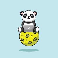 süßer Panda, der im Mond arbeitet vektor