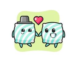 Kissen-Cartoon-Charakter-Paar mit Verliebtheitsgeste vektor