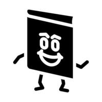 Bildung Buch Charakter Glyphe Symbol Vektor Illustration