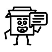 sprechen Karton Box Charakter Linie Symbol Vektor Illustration