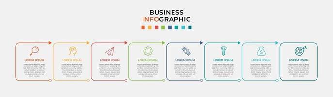 Infografik-Design-Business-Vorlage mit Symbolen und 8 Optionen oder Schritten vektor
