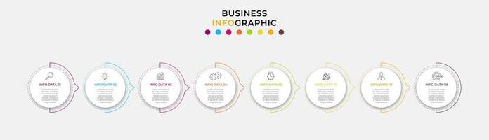 Infografik-Design-Business-Vorlage mit Symbolen und 8 Optionen oder Schritten vektor