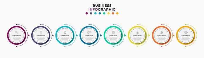 Infografik-Design-Business-Vorlage mit Symbolen und 8 Optionen oder Schritten vektor