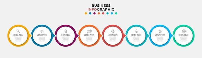 infographic design affärsmall med ikoner och 8 alternativ eller steg vektor