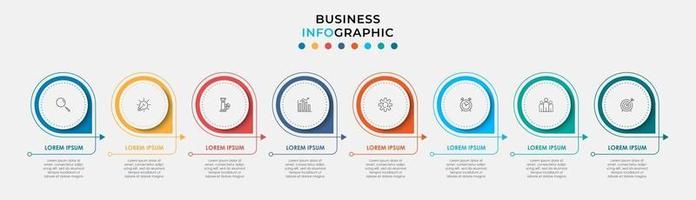 Infografik-Design-Business-Vorlage mit Symbolen und 8 Optionen oder Schritten vektor