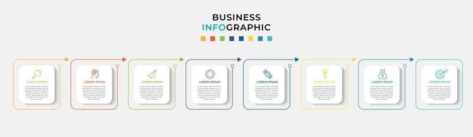 infographic design affärsmall med ikoner och 8 alternativ eller steg vektor