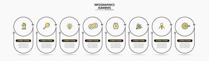 infographic design affärsmall med ikoner och 8 alternativ eller steg vektor