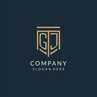 Initiale gj Schild Logo Monoline Stil, modern und Luxus Monogramm Logo Design vektor