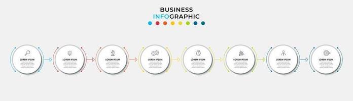 Infografik-Design-Business-Vorlage mit Symbolen und 8 Optionen oder Schritten vektor