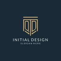 Initiale qd Schild Logo Monoline Stil, modern und Luxus Monogramm Logo Design vektor