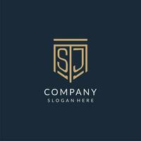 Initiale sj Schild Logo Monoline Stil, modern und Luxus Monogramm Logo Design vektor