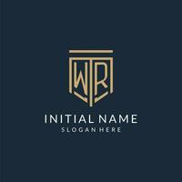 Initiale wr Schild Logo Monoline Stil, modern und Luxus Monogramm Logo Design vektor