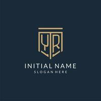 Initiale Jahr Schild Logo Monoline Stil, modern und Luxus Monogramm Logo Design vektor