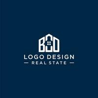 Initiale Brief bo Monogramm Logo mit abstrakt Haus Form, einfach und modern echt Nachlass Logo Design vektor
