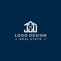Initiale Brief jo Monogramm Logo mit abstrakt Haus Form, einfach und modern echt Nachlass Logo Design vektor