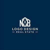 Initiale Brief nb Monogramm Logo mit abstrakt Haus Form, einfach und modern echt Nachlass Logo Design vektor