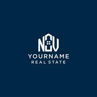 Initiale Brief nv Monogramm Logo mit abstrakt Haus Form, einfach und modern echt Nachlass Logo Design vektor