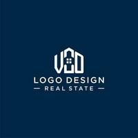 Initiale Brief vo Monogramm Logo mit abstrakt Haus Form, einfach und modern echt Nachlass Logo Design vektor