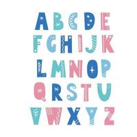 Alphabet im skandinavischen Stil mit Weihnachtselementen. vektor