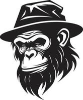 Schimpanse Logo im einfarbig Stärke und Intelligenz glatt und mächtig schwarz Vektor Schimpanse Emblem