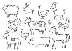 handgezeichnetes Set Bauernhof Haustier