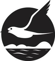majestätisk flyg släpptes loss fiskmås ikon i onyx elegant flygare vektor fiskmås emblem profil