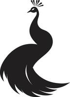 Tintenfass Schönheit Pfau Logo im schwarz elegant Vogel Vektor Pfau Heraldik