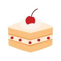 Würfel Kuchen Scheibe süß Karikatur Süss Dessert Essen Cafe Speisekarte Vektor Illustration