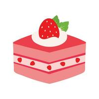 Erdbeere Würfel Kuchen Scheibe süß Karikatur Süss Dessert Essen Cafe Speisekarte Vektor Illustration