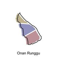 Karte Stadt von onan Runggu Provinz von Norden Sumatra Vektor Design. abstrakt, Designs Konzept, Logo Design Vorlage