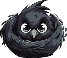 Einfachheit im einfarbig schwarz Vogel Nest Symbol monochromatisch Heiligtum Vogel Nest Logo vektor