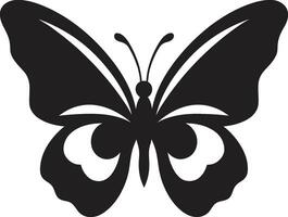 geflügelt Schönheit im schwarz Schmetterling Symbol kompliziert Flügel schwarz Schmetterling Emblem vektor