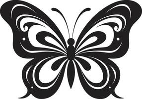 gefertigt Schönheit Schmetterling Symbol im noir glatt und mysteriös schwarz Schmetterling Kennzeichen vektor